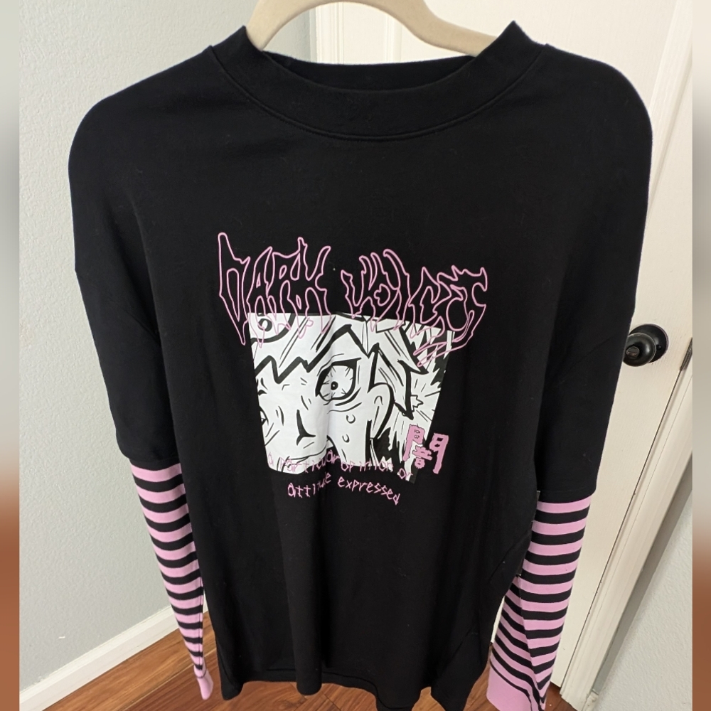 Zumies Bixie 2fer Dark Voices Striped Long Sleeves Cotton Tee Size Small Nwt ❤️